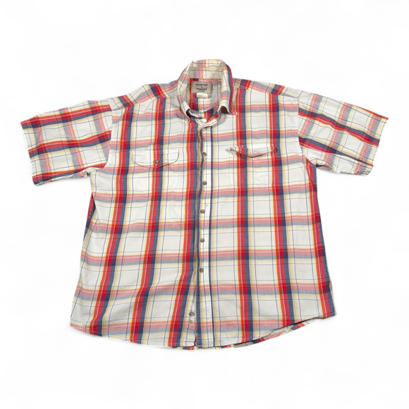 Vintage Wrangler Shirt Adult LARGE White Red Madras Plaid Painted Desert Y2K - Picture 1 of 10